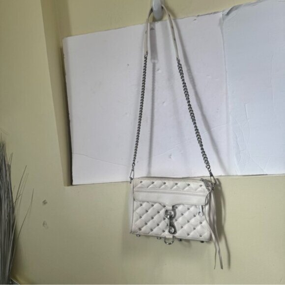 Rebecca Minkoff Studs Mini Mac Leather Crossbody Chain Shoulder Bag Zip Pocket - Picture 5 of 16